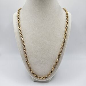 VINTAGE Monet Gold Plated Silver Twisted Rope Chain Necklace Unisex 29"